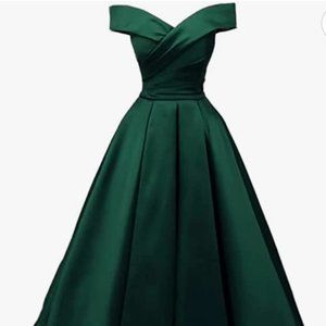 Size 16 Emerald Green off the Shoulder Evening Gown